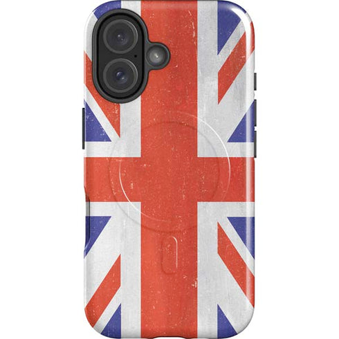 United Kingdom Flag Distressed iPhone 16 Magsafe Impact Case