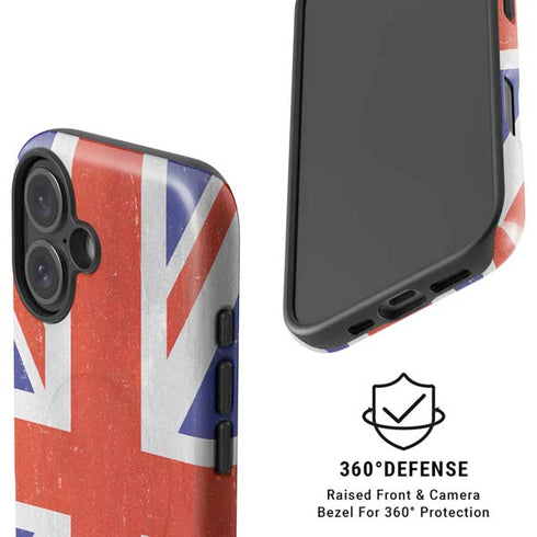 United Kingdom Flag Distressed iPhone 16 Magsafe Impact Case