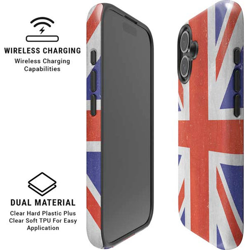 United Kingdom Flag Distressed iPhone 16 Magsafe Impact Case