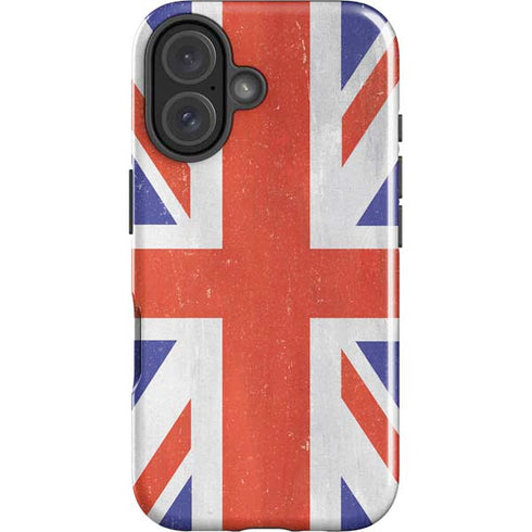 United Kingdom Flag Distressed iPhone 16 Plus Impact Case
