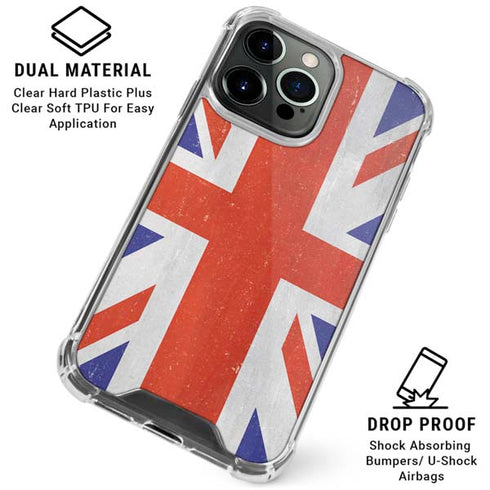 United Kingdom Flag Distressed iPhone 16 Pro Max Clear Case