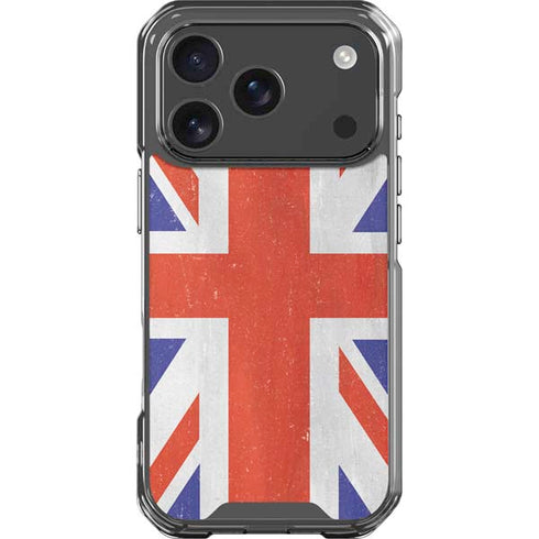 United Kingdom Flag Distressed iPhone 18 Pro Clear Case
