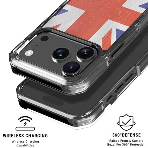 United Kingdom Flag Distressed iPhone 18 Pro Clear Case