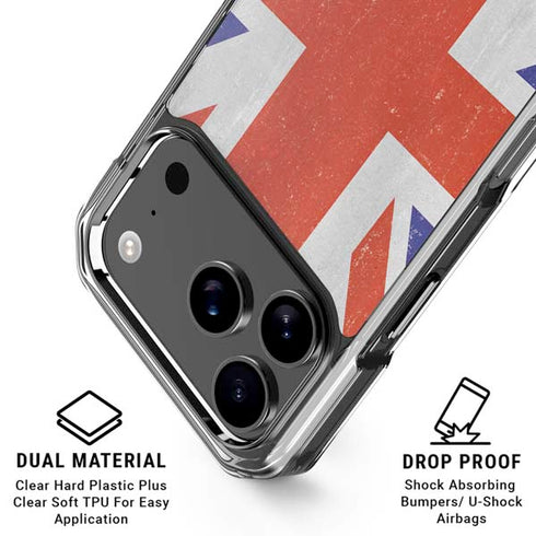 United Kingdom Flag Distressed iPhone 18 Pro Clear Case