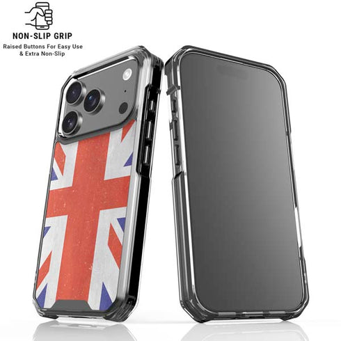 United Kingdom Flag Distressed iPhone 18 Pro Clear Case