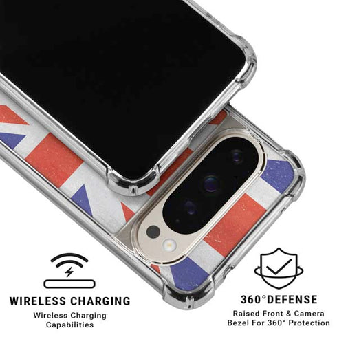 United Kingdom Flag Distressed Pixel 9/9 Pro Clear Case