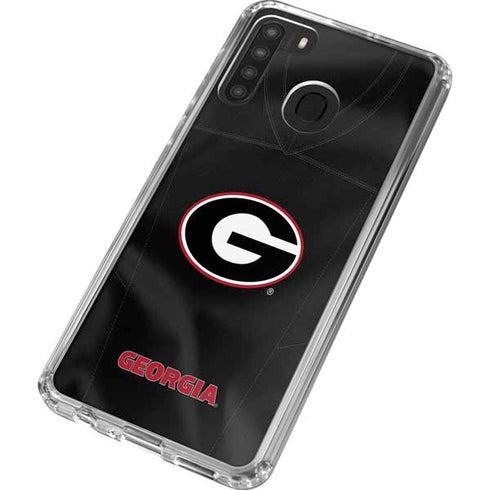 University of Georgia Black Jersey Galaxy A21 Clear Case