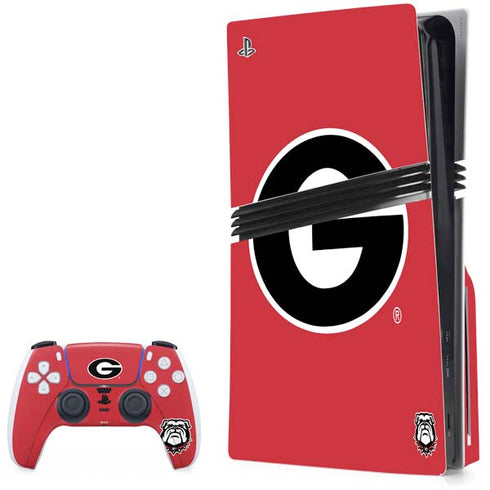 University of Georgia Logo Red PS5 Pro Disk Bundle Skin