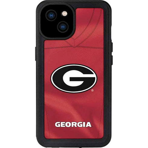 University of Georgia Red Jersey iPhone 15 Plus Waterproof Case