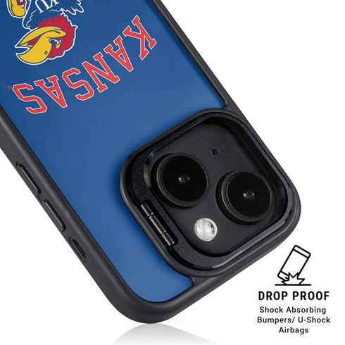 University of Kansas Collegiate Text iPhone 15 Kickstand Case