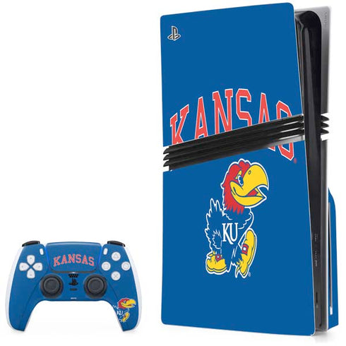University of Kansas Collegiate Text PS5 Pro Disk Bundle Skin