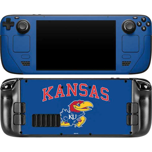 University of Kansas Collegiate Text Steam Deck Handheld Gaming Computer OLED Skin