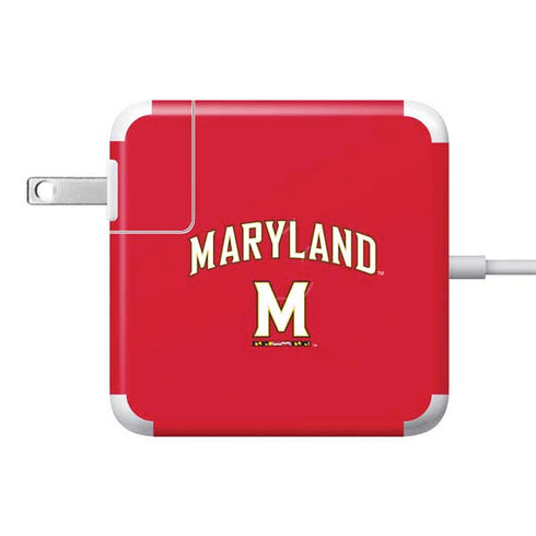 University of Maryland Collegiate Text Red 85W Power Adapter (15 and 17 inch MacBook Pro Charger) Skin