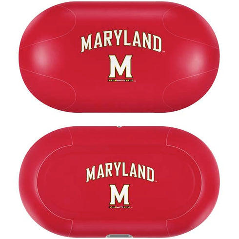 University of Maryland Collegiate Text Red Galaxy Buds Plus Skin