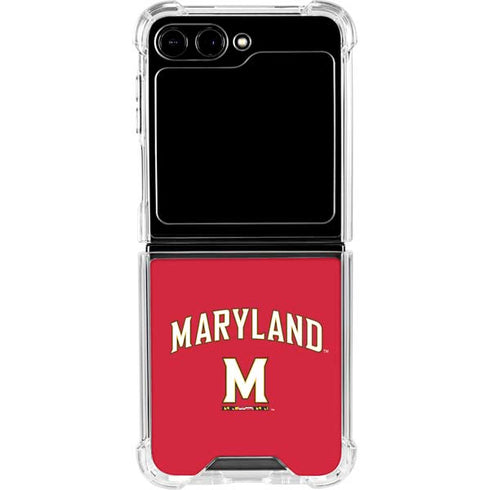 University of Maryland Collegiate Text Red Galaxy Z Flip6 Clear Case