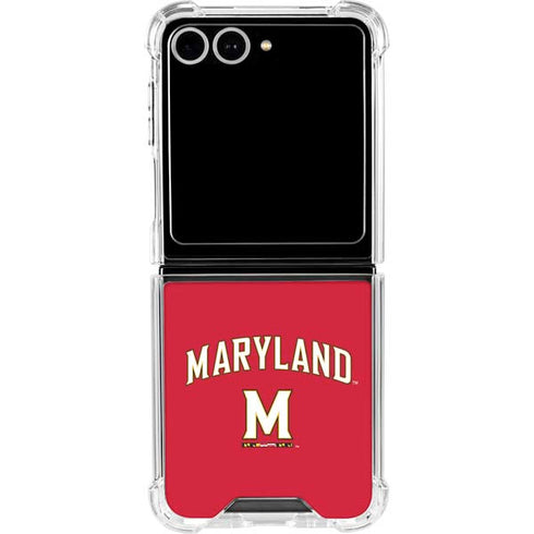 University of Maryland Collegiate Text Red Galaxy Z Flip7 Clear Case