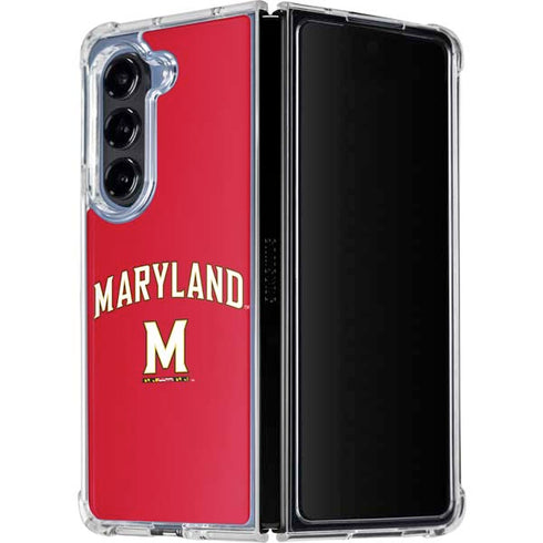 University of Maryland Collegiate Text Red Galaxy Z Fold5 5G Clear Case