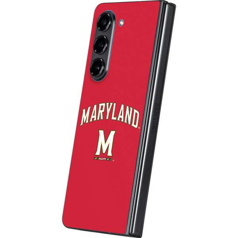 University of Maryland Collegiate Text Red Galaxy Z Fold5 5G Skin
