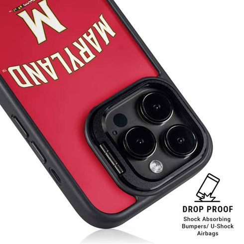 University of Maryland Collegiate Text Red iPhone 15 Pro Kickstand Case