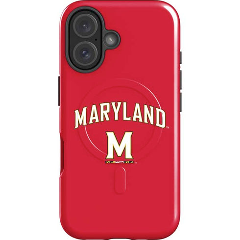 University of Maryland Collegiate Text Red iPhone 16 Magsafe Impact Case