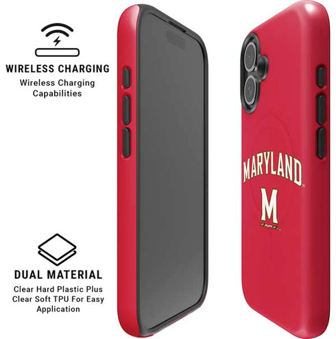 University of Maryland Collegiate Text Red iPhone 16 Magsafe Impact Case
