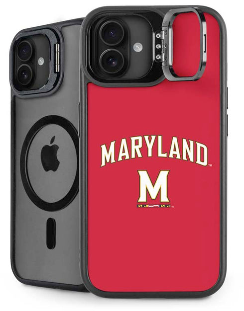 University of Maryland Collegiate Text Red iPhone 16 Plus Kickstand Case