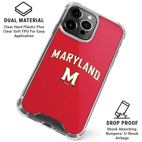 University of Maryland Collegiate Text Red iPhone 16 Pro Max Clear Case