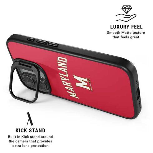 University of Maryland Collegiate Text Red iPhone 17 Kickstand Case