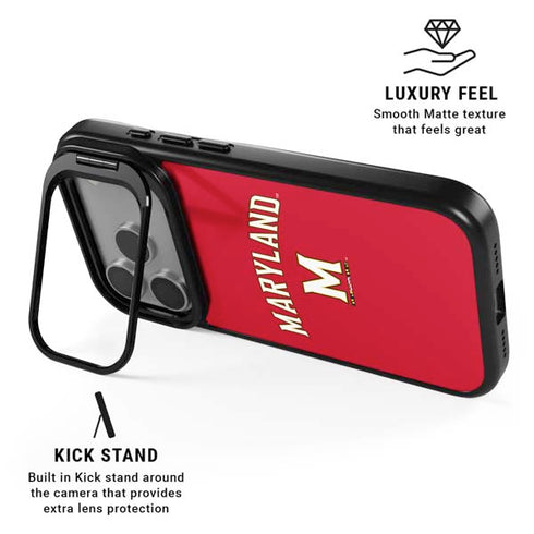 University of Maryland Collegiate Text Red iPhone 17 Pro Kickstand Case
