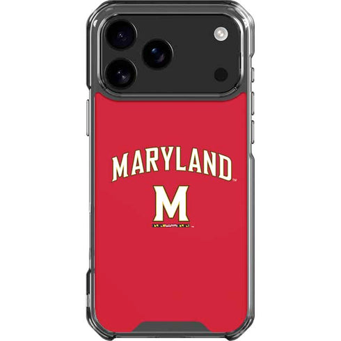 University of Maryland Collegiate Text Red iPhone 17 Pro Max Clear Case