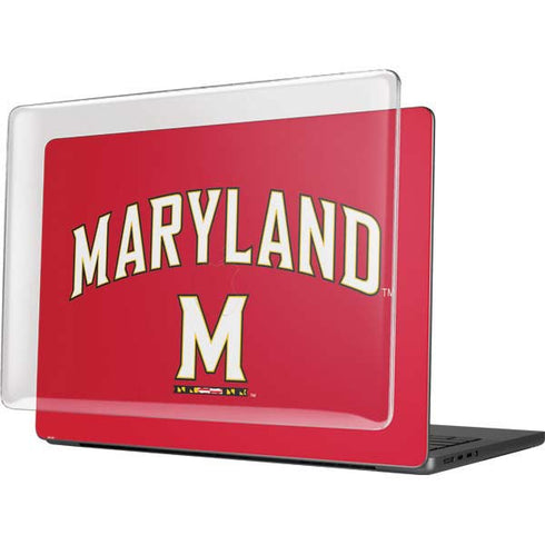 University of Maryland Collegiate Text Red MacBook Pro 14in (2021-24) Case plus Skin