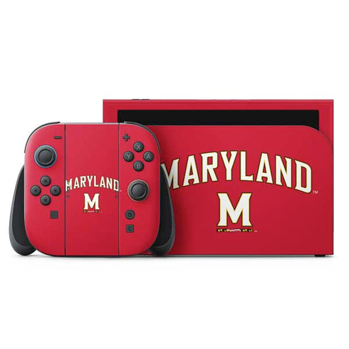 University of Maryland Collegiate Text Red Nintendo Switch 2 (2025) with Joy-Con Skin