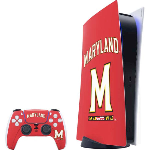 University of Maryland Collegiate Text Red PlayStation PS5 Skins