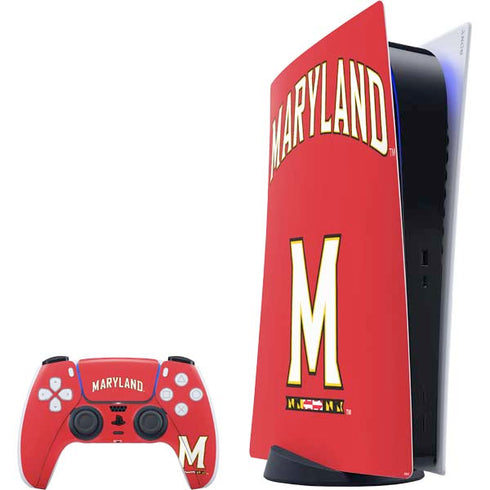 University of Maryland Collegiate Text Red PlayStation PS5 Skins