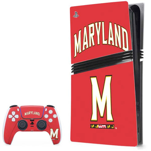 University of Maryland Collegiate Text Red PS5 Pro Bundle Skin