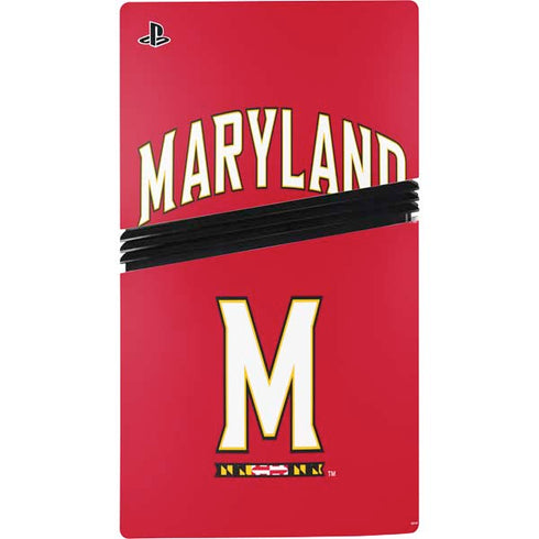 University of Maryland Collegiate Text Red PS5 Pro Disk Console Skin