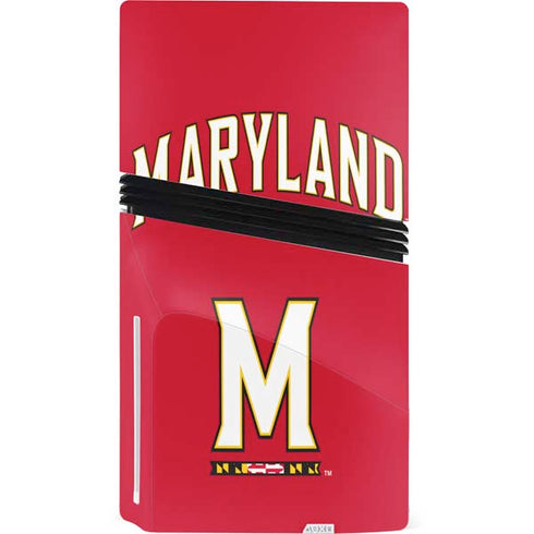 University of Maryland Collegiate Text Red PS5 Pro Disk Console Skin