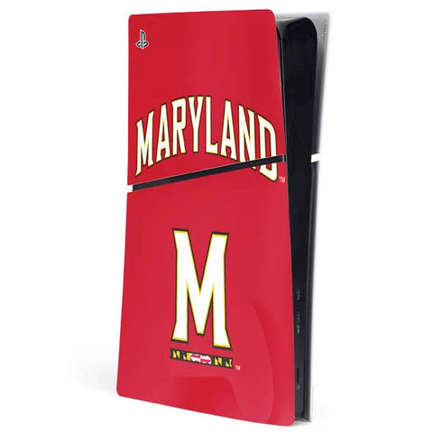 University of Maryland Collegiate Text Red PS5 Slim Digital Edition Console Skin