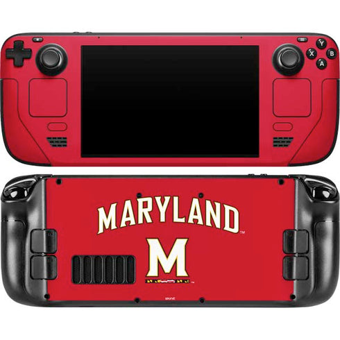 University of Maryland Collegiate Text Red Steam Deck Handheld Gaming Computer OLED Skin