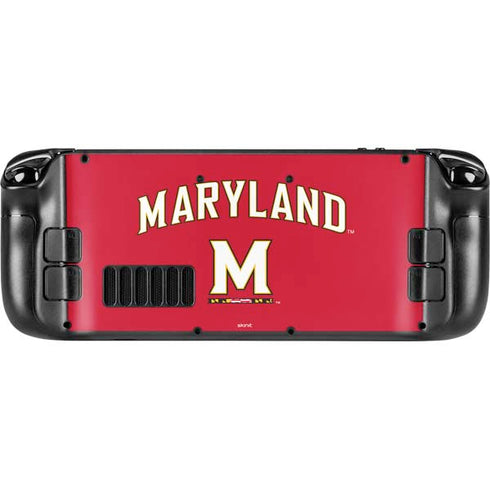 University of Maryland Collegiate Text Red Steam Deck Handheld Gaming Computer Skin