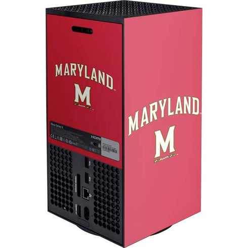 University of Maryland Collegiate Text Red XBox Series X Digital Edition Console Skin