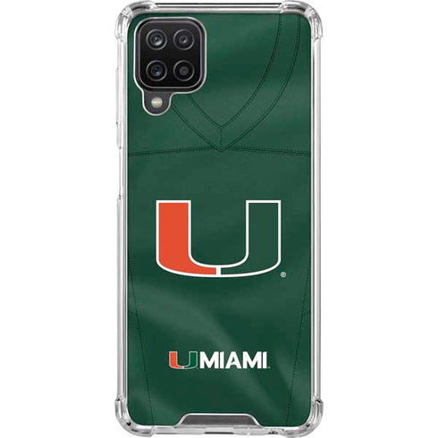University of Miami Green Jersey Galaxy A12 Clear Case