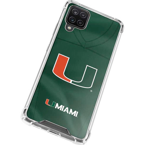 University of Miami Green Jersey Galaxy A12 Clear Case