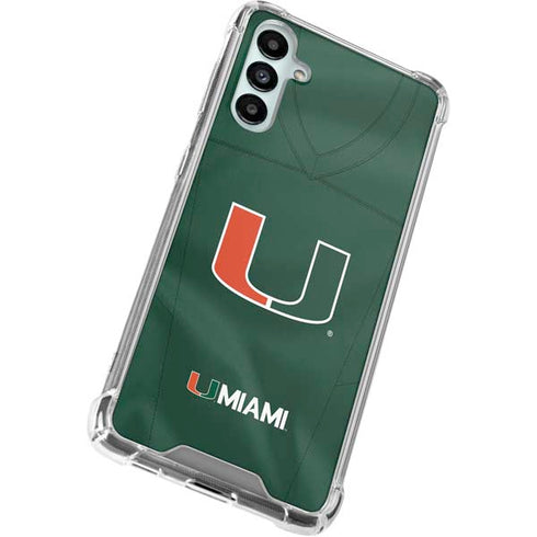 University of Miami Green Jersey Galaxy A14 5G Clear Case