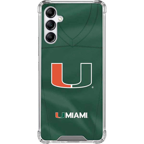 University of Miami Green Jersey Galaxy A15 5G Clear Case