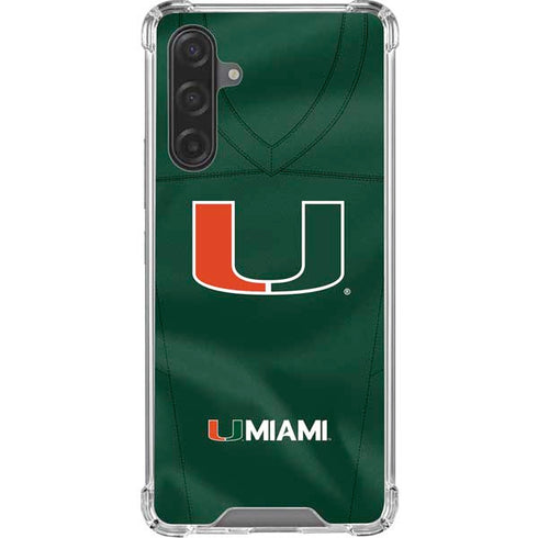 University of Miami Green Jersey Galaxy A17 Clear Case