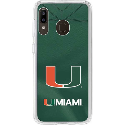 University of Miami Green Jersey Galaxy A20 Clear Case