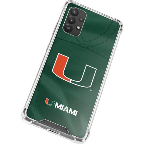 University of Miami Green Jersey Galaxy A32 5G Clear Case