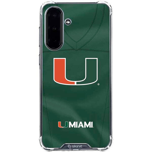 University of Miami Green Jersey Galaxy A36 5G Clear Case