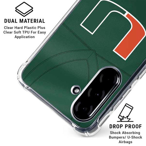 University of Miami Green Jersey Galaxy A36 5G Clear Case